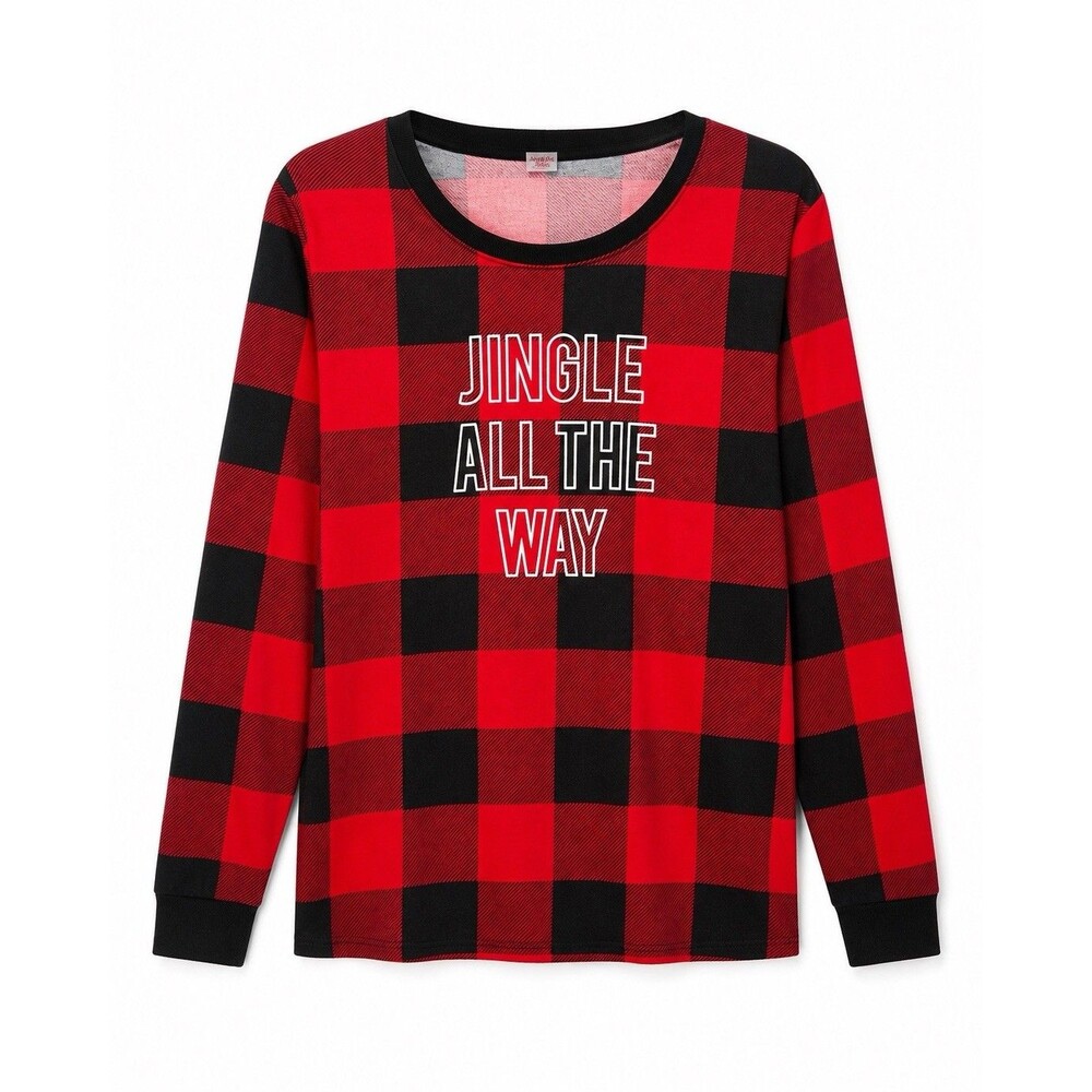 Women’s North Pole Trading Co Buffalo Plaid Pajama Top Jingle All The Way